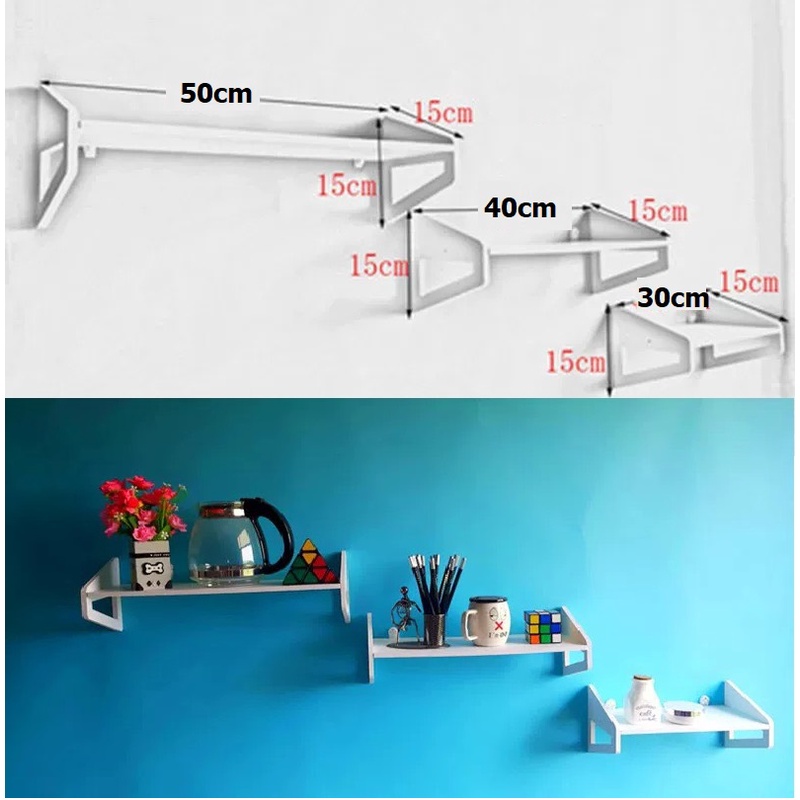 Combo 3 kệ treo tường gỗ Nhựa chống nước chống cháy hiệu quả HV01 nhiều kích cỡ