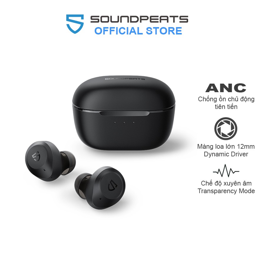 Tai nghe True Wireless Earbuds SoundPEATS T2 Chống ồn ANC, Xuyên âm, Pin 10h, Bluetooth V5.1 - Hàng chính hãng