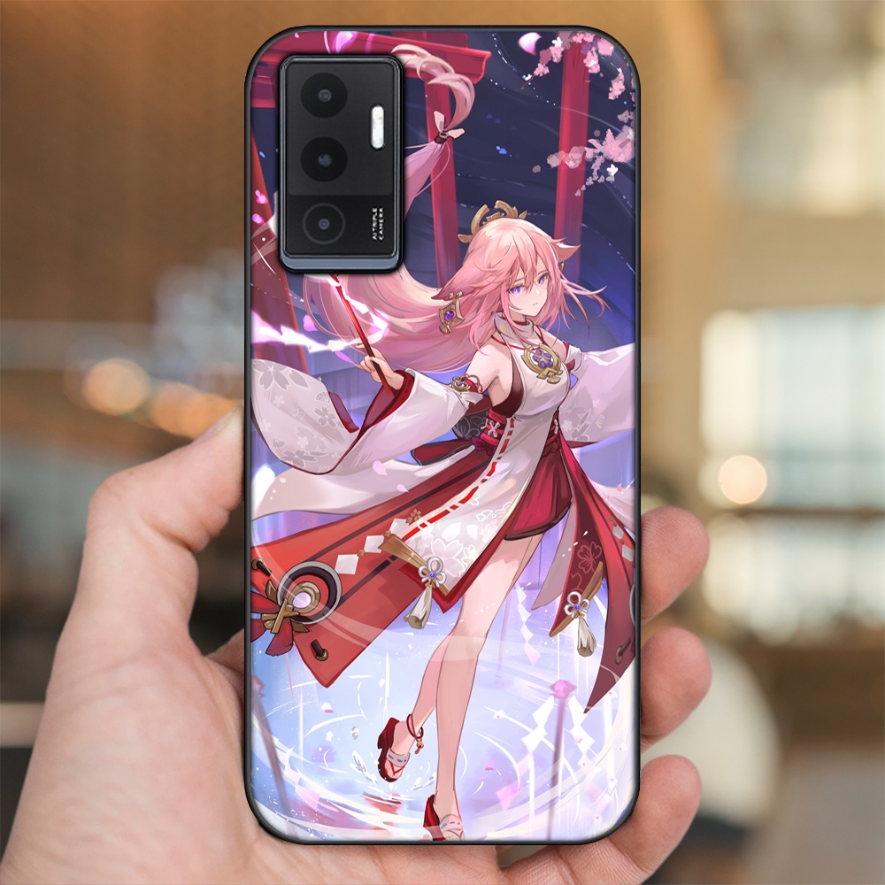 Ốp lưng Vivo V23e viền đen in hình Yae Miko Genshin Impact