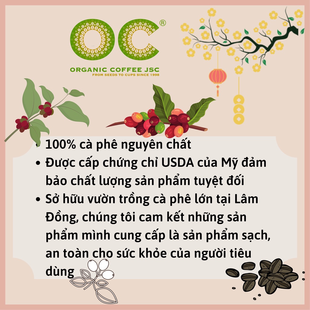 Cà phê hữu cơ ĐÀ LẠT 55 - Robusta 100% 250 gram Organic Cafe | BigBuy360 - bigbuy360.vn