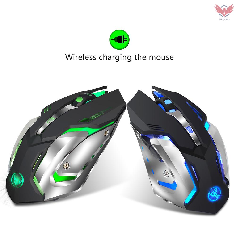 HXSJ M10 Gaming Wireless Mouse 2400 DPI Rechargeable 7 color 6 Backlight Breathing Ergonomic Mouse for Computer Desktop Laptop