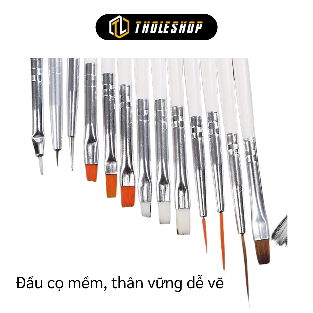 Cọ Vẽ Móng - Bộ 15 Cây Cọ Vẽ Nails Chuyên Dụng, Tán Vân Đá 6012
