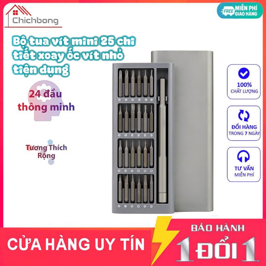 Bộ tua vít đa năng mini 24 đầu bỏ túi chất liệu thép cao cấp sửa chữa điện thoại, máy móc, điện tử cỡ nhỏ