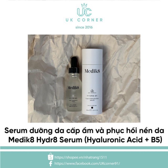 Tinh chất / Serum dưỡng da cấp ẩm và phục hồi nền da Medik8 Hydr8 Serum (Hyaluronic Acid + B5)