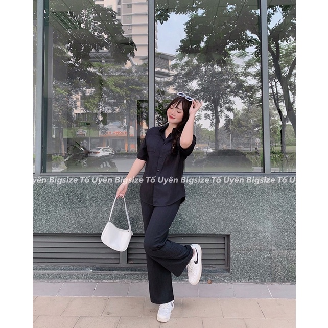 (T.U Bigsize 50-80kg) Bộ Sơ Mi Tay Cộc Quần Dài Chất Đũi Gân QC loại 1 #96