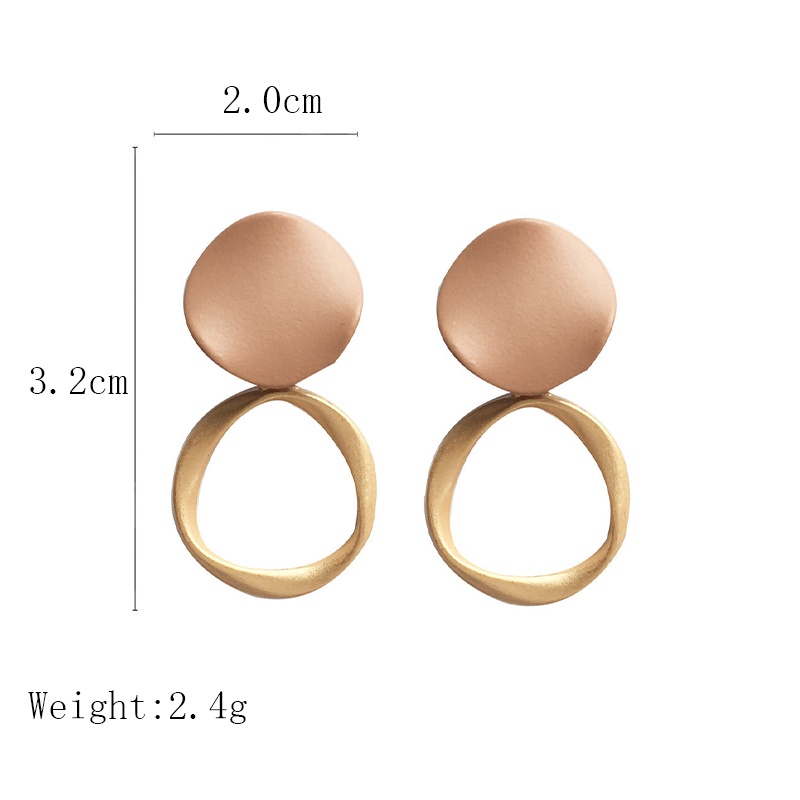 Khuyên Tai Kim Loại Mặt Nhám Màu Nâu Thời Trang Nữ