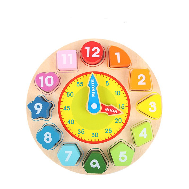 Đồng hồ số hình khối to cho bé học giờ và hình khối