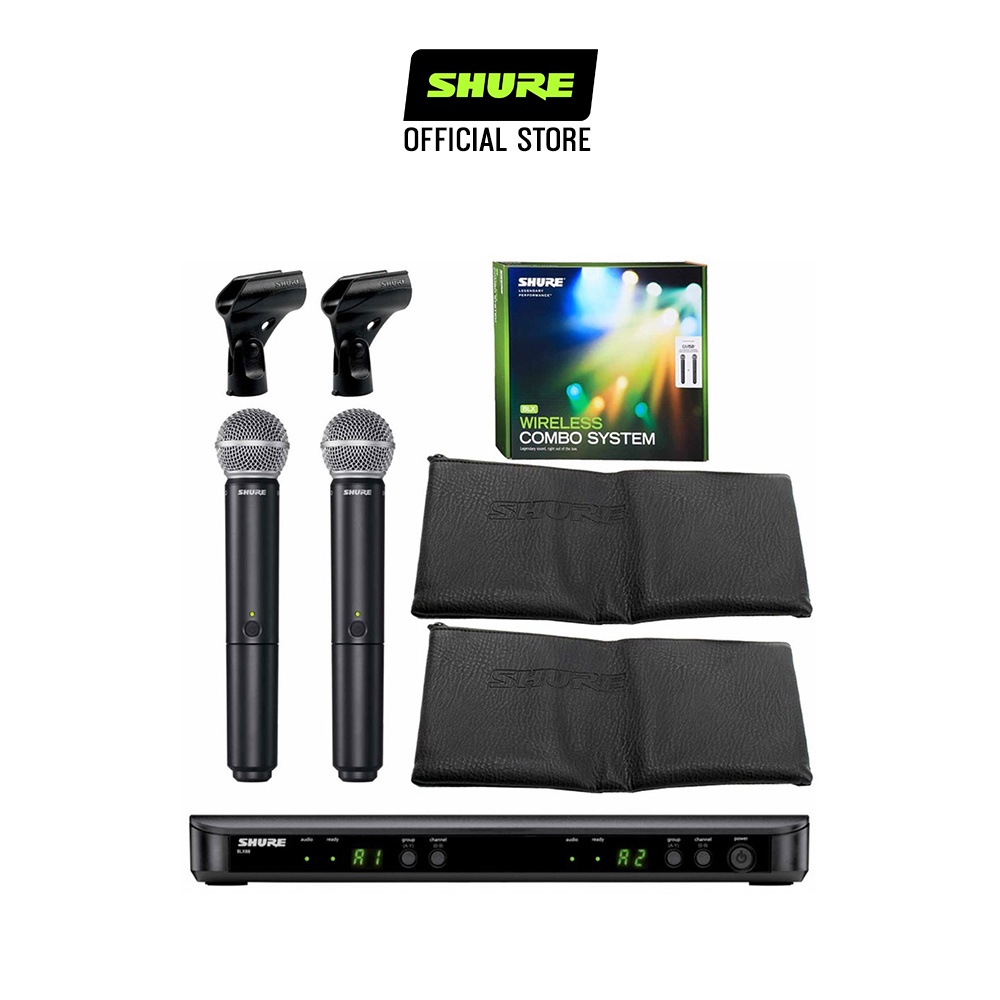 Micro không dây Shure BLX288A/PG58 - Hàng chính hãng - Micro Shure dành cho phòng trà, hội thảo và Karaoke