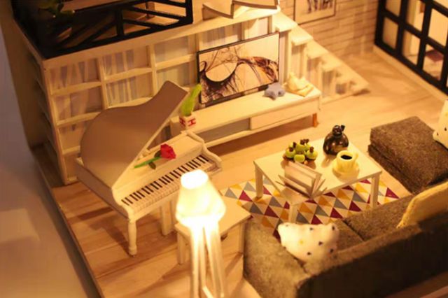 Kèm Mica và keo dán - Mô hình nhà gỗ búp bê Dollhouse DIY - M021A Simple