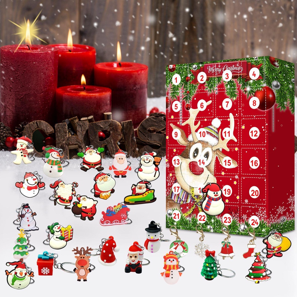Hộp 24 Lịch Treo Cây Thông Noel Bằng Nhựa Resin