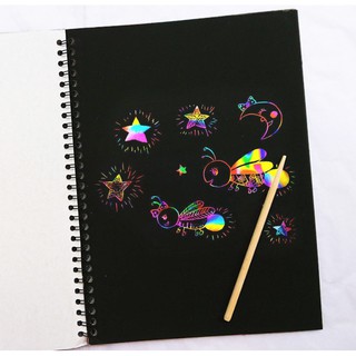 Sổ tay ma thuật khổ A4 - Rainbow scratch paper note