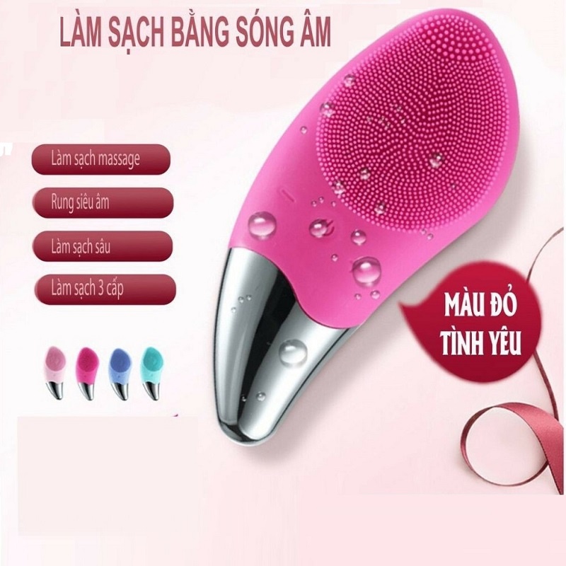 Máy Rửa Mặt Bằng Sóng Âm Silicon 3 Công Dụng Rửa Sạch, Massage và Nâng Cơ Mặt