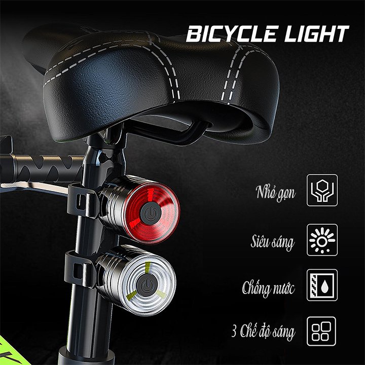 Đèn led hậu gắn phía sau xe đạp tròn chống nước 3 chế độ cảnh báo an toàn đạp xe ban đêm
