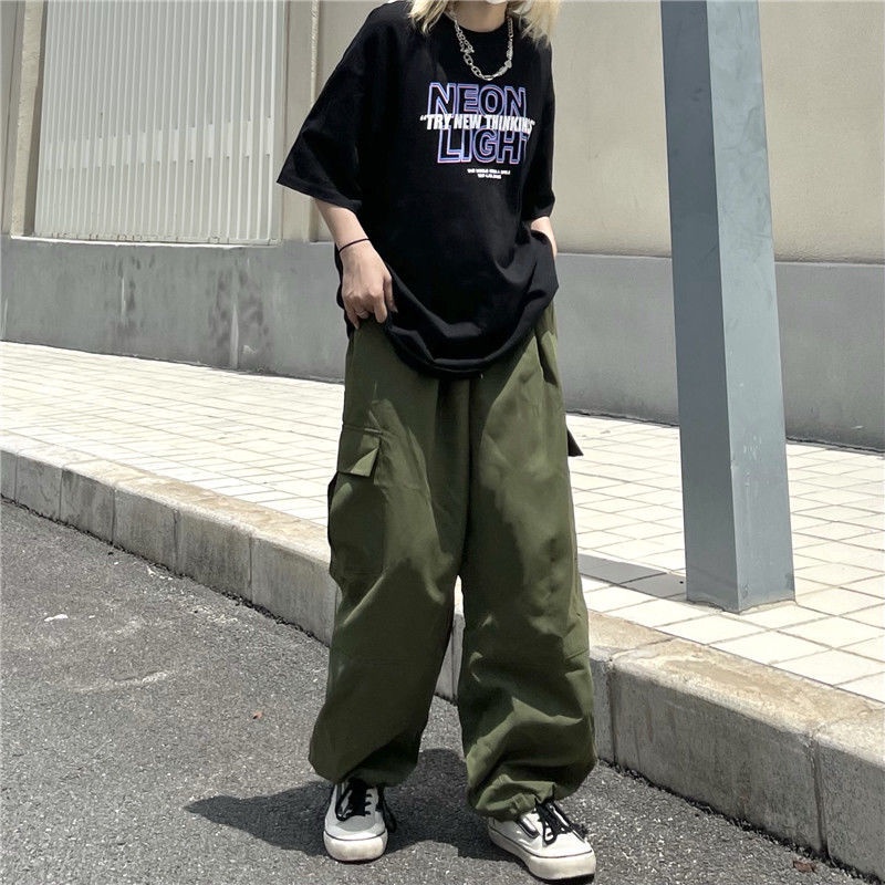 Quần dài 19885 ống rộng dáng suông kiểu dây rút phong cách cổ điển thường ngày dành cho nam nữ