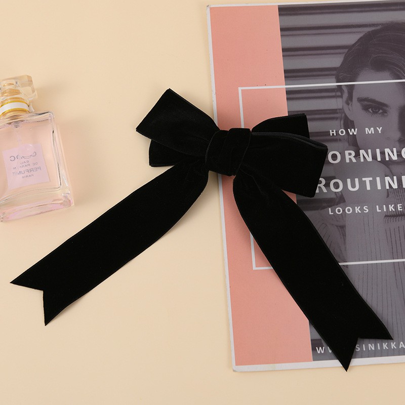 Kẹp tóc kiểu nơ vải nhung thời trang nữ tính