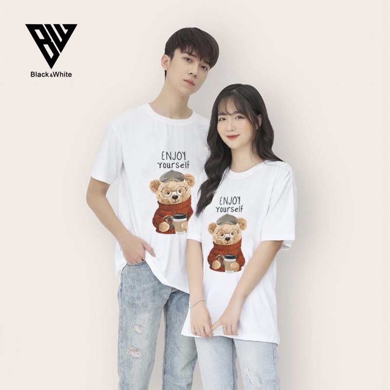 【RẺ VÔ ĐỊCH】Áo thun Unisex hình Gấu ENJOY chất cotton co dãn 4 chiều chất dày dặn