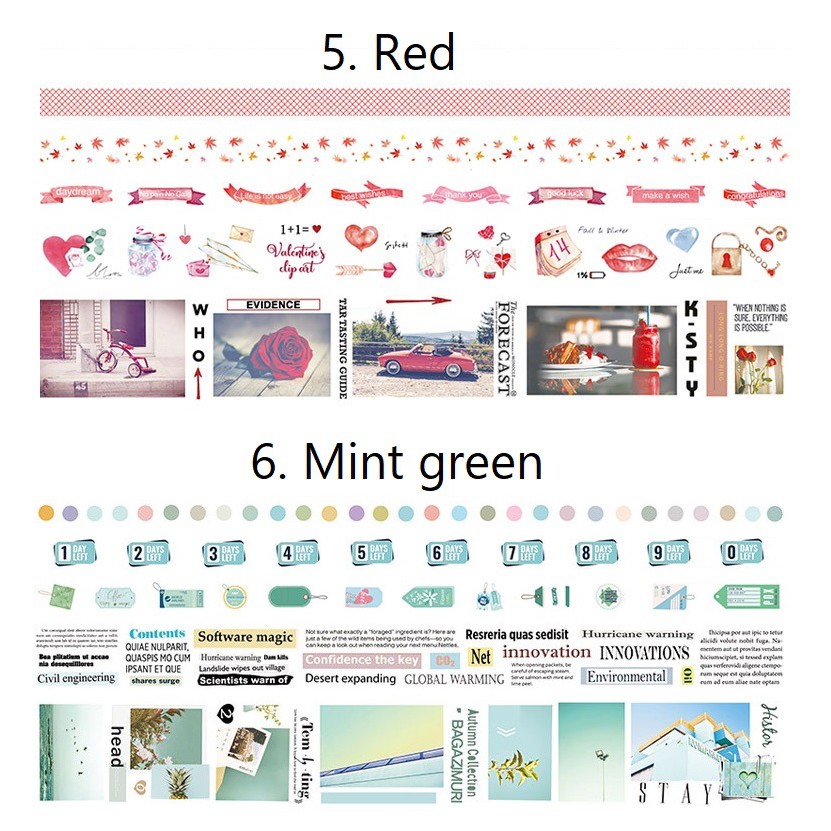 Set băng dính washi tape photography WST223