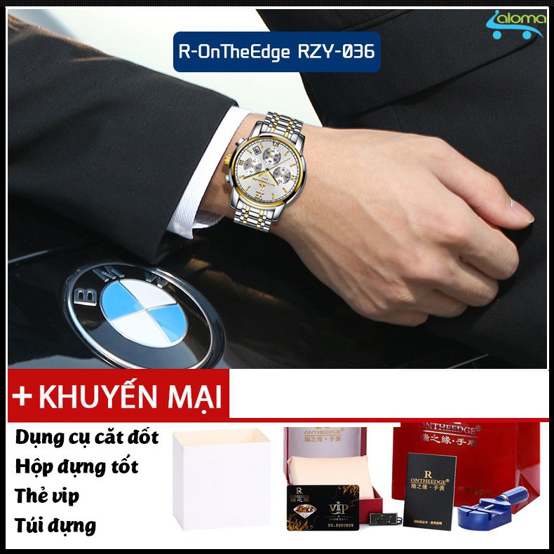 Đồng hồ nam dây thép R-Ontheedge RZY-036 chống nước chống xước cao cấp
