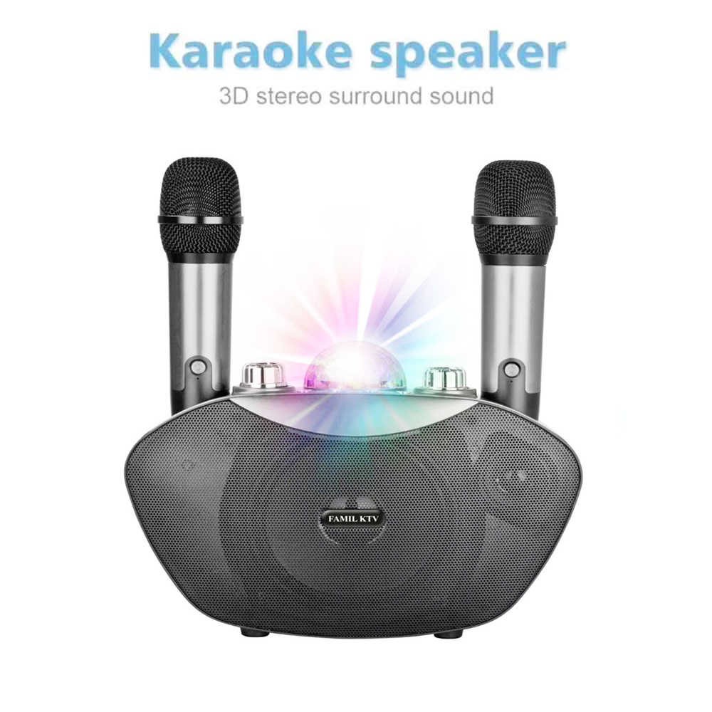 Loa karaoke bluetooth, loa hát karaoke gia đình Y8 tặng kèm 2 mic không dây có đèn led cực sang có nút vỗ tay