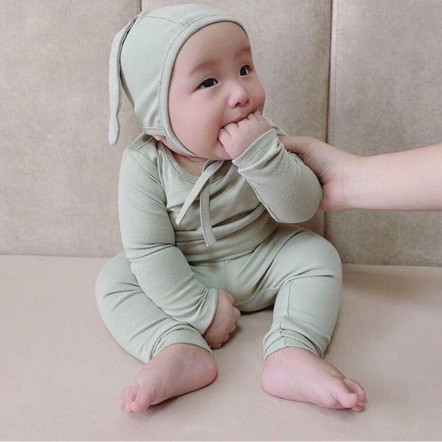 Bộ len tăm mũ tai thỏ 8-16kg