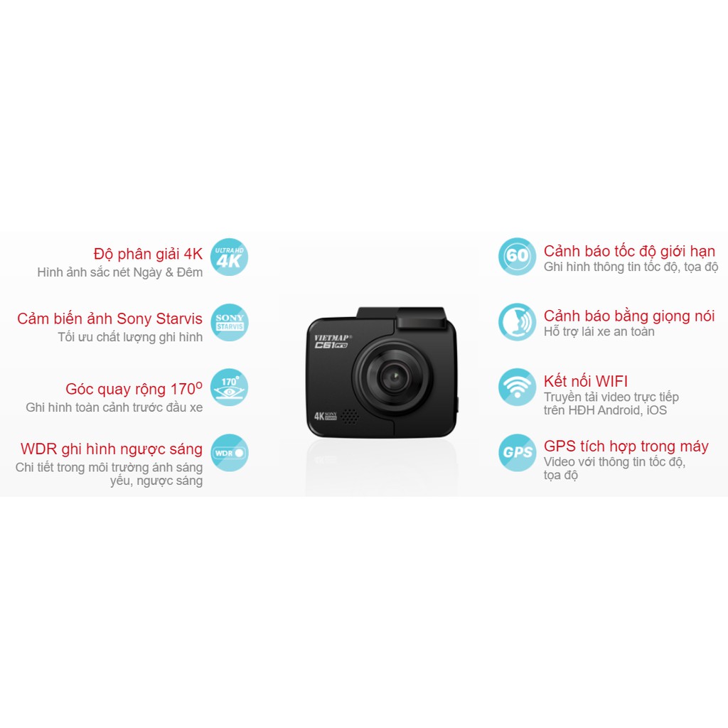 Camera Hành Trình Vietmap C61 Pro [Kèm Thẻ Nhớ 128Gb]