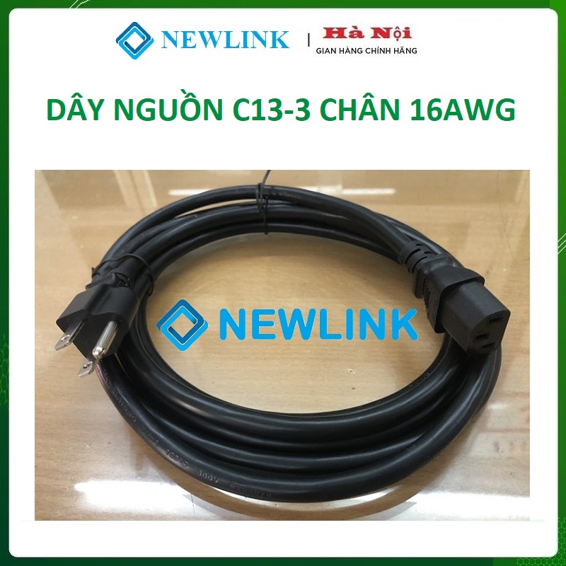 Dây nguồn C13 - ổ cắm 3 chân NEWLINK lõi 1.31mm2 250V / 13A chuẩn Mỹ