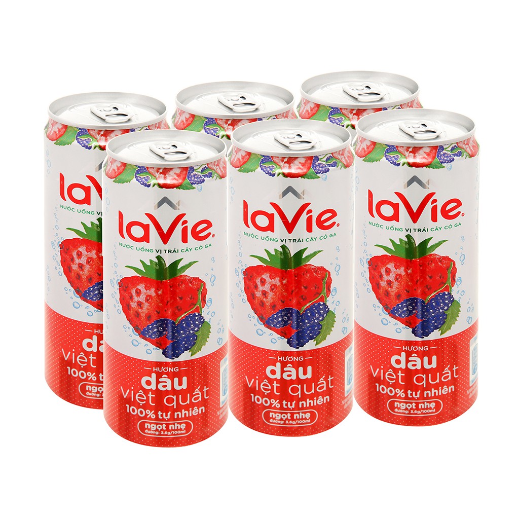 (đủ vị) 6 lon nước uống vị trái cây có ga La Vie Sparkling hương đào cam 330ml