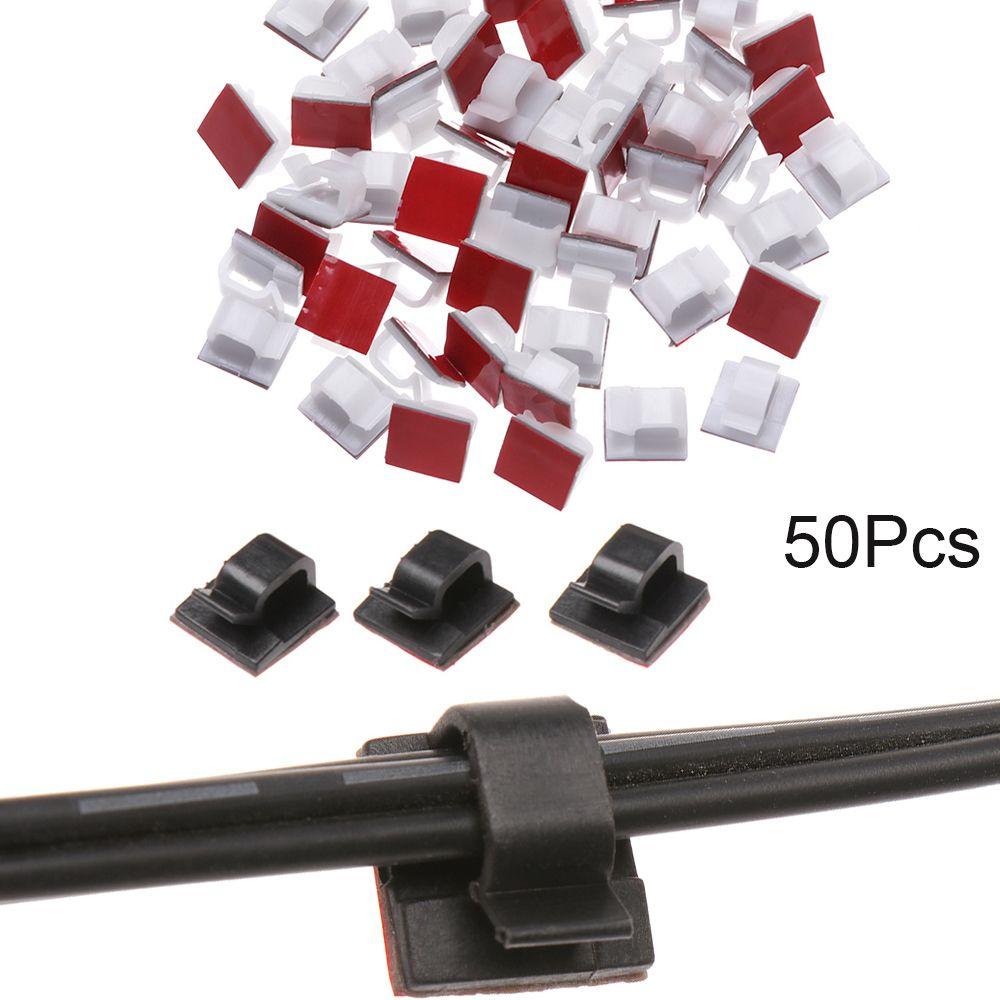 Set 50 Kẹp Cố Định Dây Cáp Bằng Nhựa Tự Dính Chắc Chắn