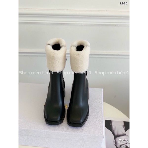 Bốt boot lửng cổ lông mũi vuông gót vuông fullbox hàng quảng châu cao cấp