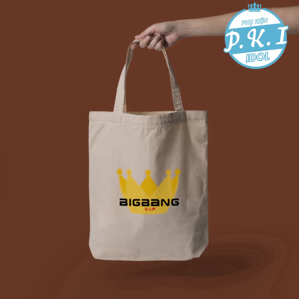 Túi Tote Vải In Hình Logo BIGBANG-VI.P Thời Trang Hàn Quốc - QUÀ TẶNG K-POP