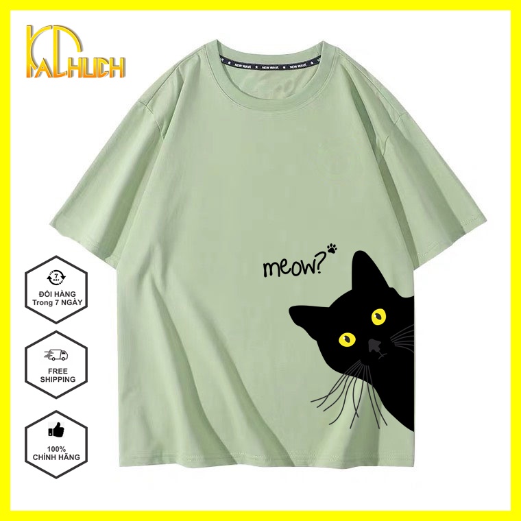 ÁO THUN NAM NỮ UNISEX TAY LỠ FORM RỘNG IN MÈO MEOW