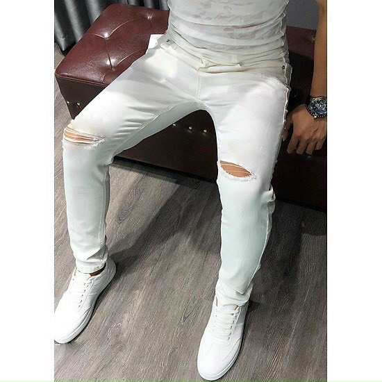 Quần jean nam màu Trắng chất demin cao cấp co dãn đẹp from dáng skinny mẫu mới thời trang cao cấp beautiulgilr t06