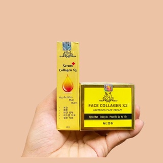 Combo Kem Face +Serum +Sữa rửa mặt Collagen X3 200ml,dưỡng trắng da mặt.