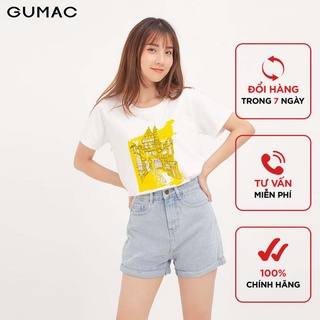 Áo thun nữ in phố cổ vàng GUMAC ATA12166
