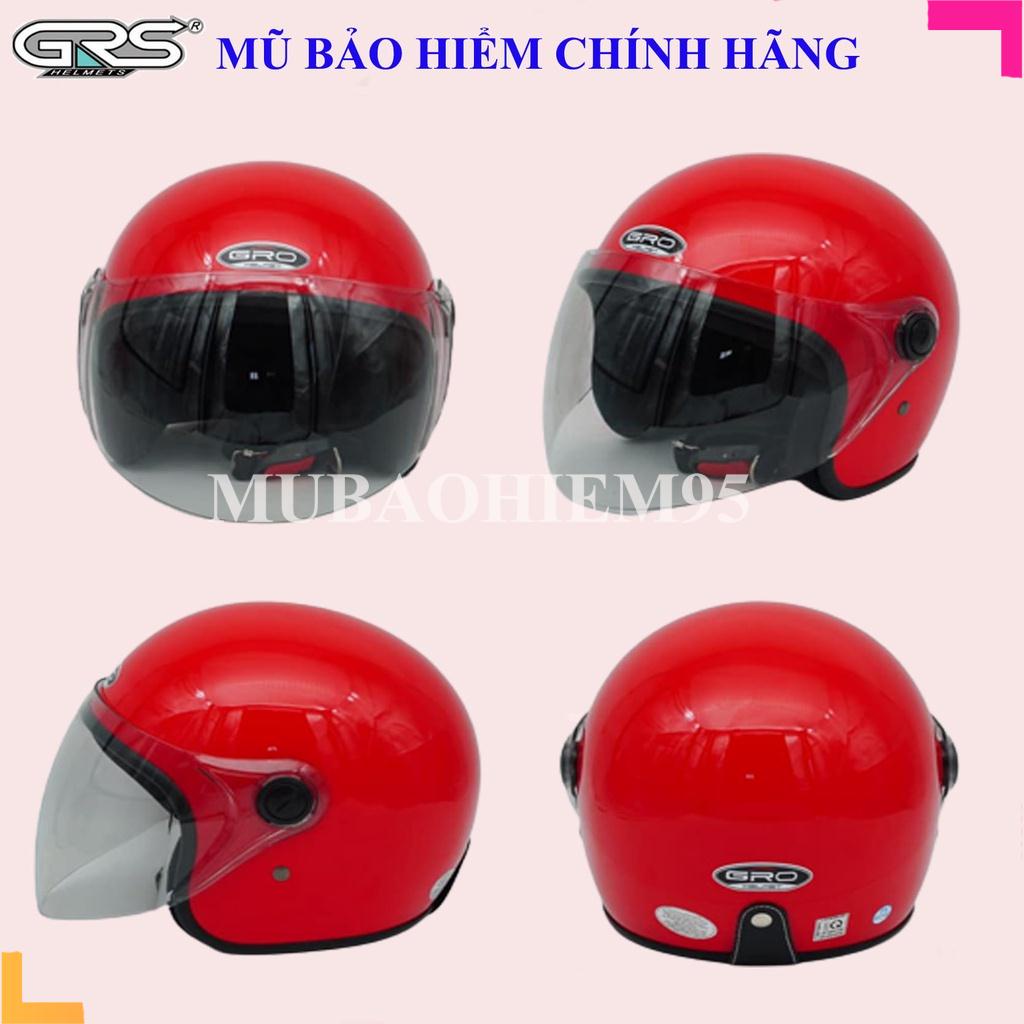Mũ Bảo Hiểm 3 4 Đầu GRO  Có Kính, Nón Bảo Hiểm Nam, Nữ, Kính Khói Chống Lóa Tia Uv ĐI Đêm Được