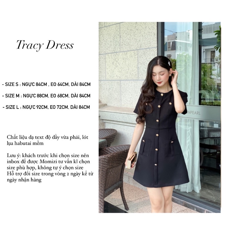 𝐓𝐫𝐚𝐜𝐲 𝐃𝐫𝐞𝐬𝐬 - váy thiết kế dạ tweed tiểu thư, sang trọng màu đen