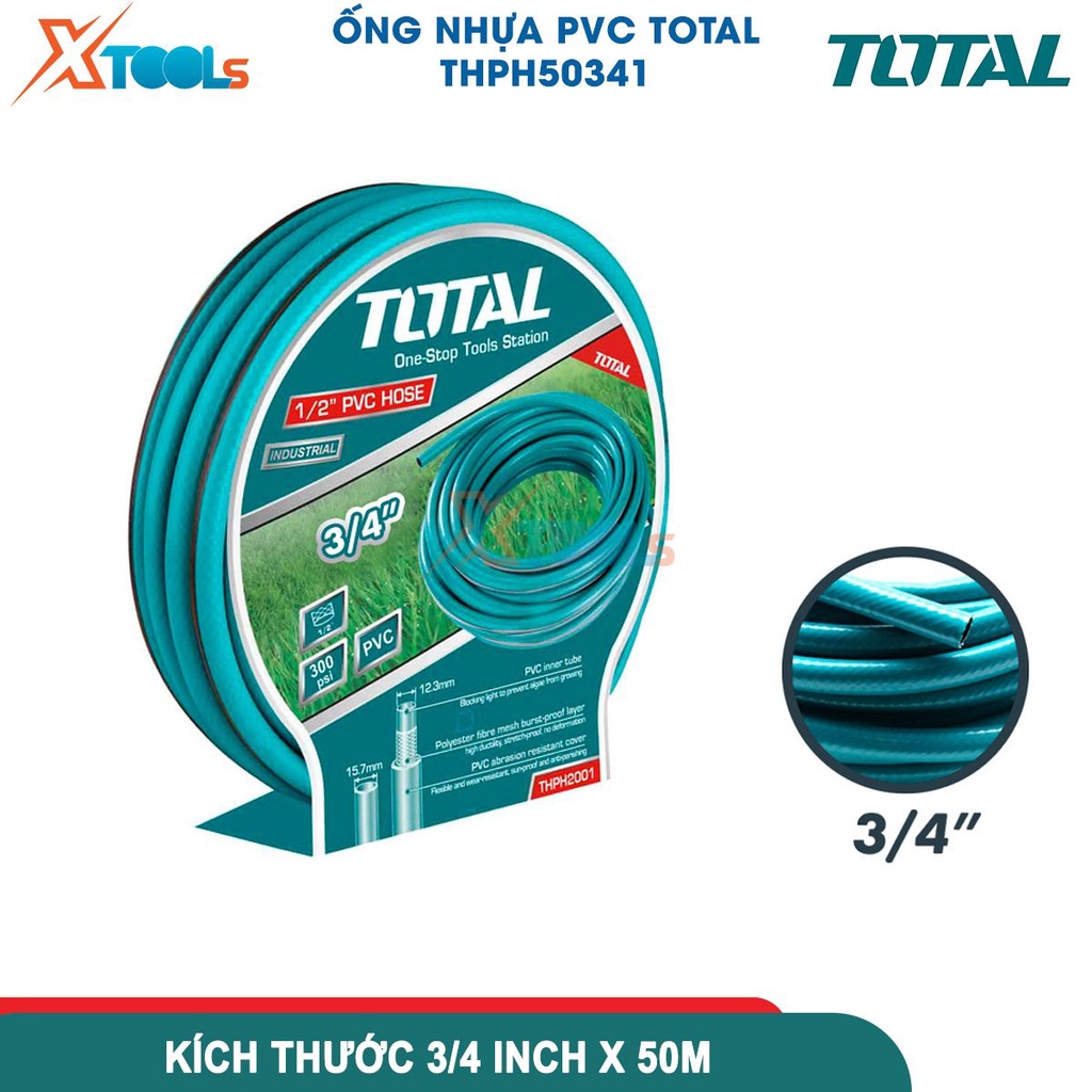 Ống nước áp lực cao PVC TOTAL 3/4 inch X 50M THPH50341 ống nhựa pvc đường kính 16mm chịu áp lực 300PSI CHÍNH HÃNG-XTOOLS
