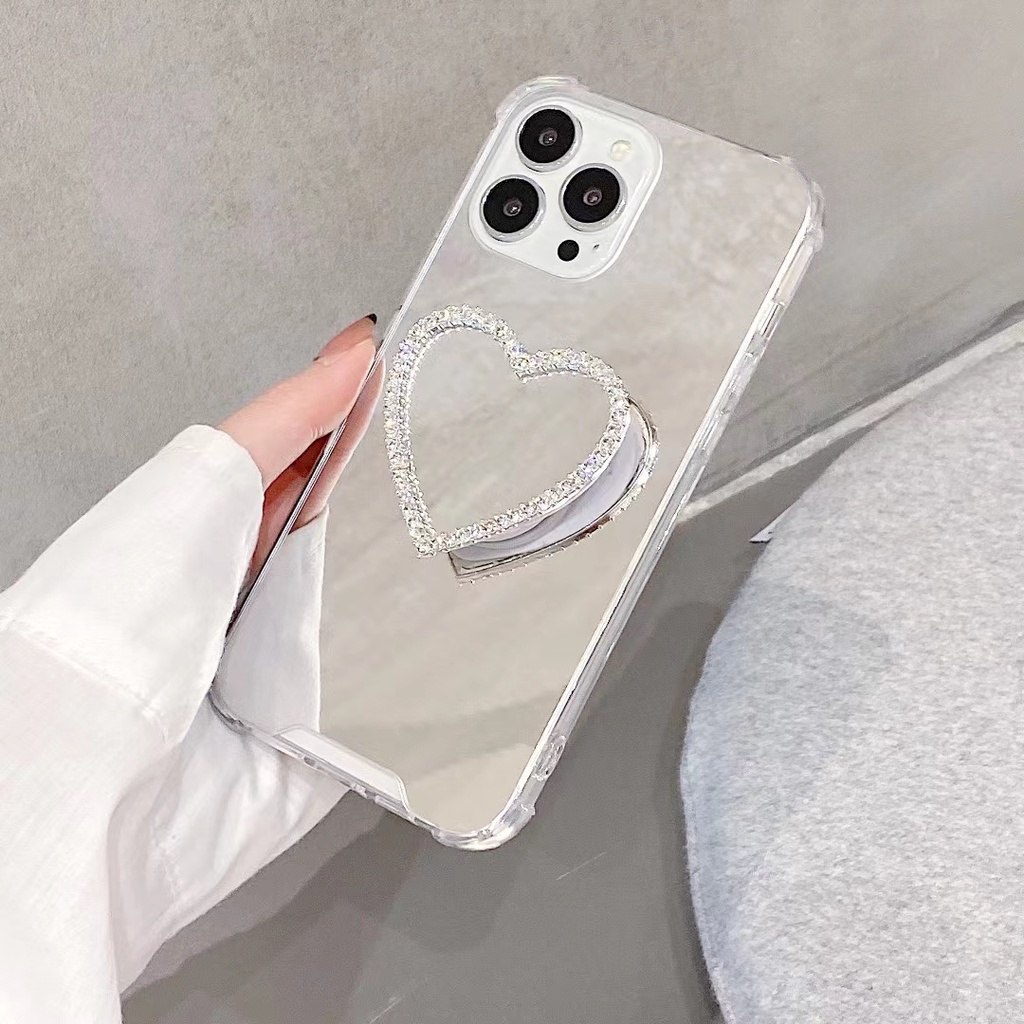 Ốp Điện Thoại Trái Tim 3d Kèm Gương Cho iphone 15promax 14pro 13 pro max 12 pro max 11 pro max xs max xr x 7 8 plus