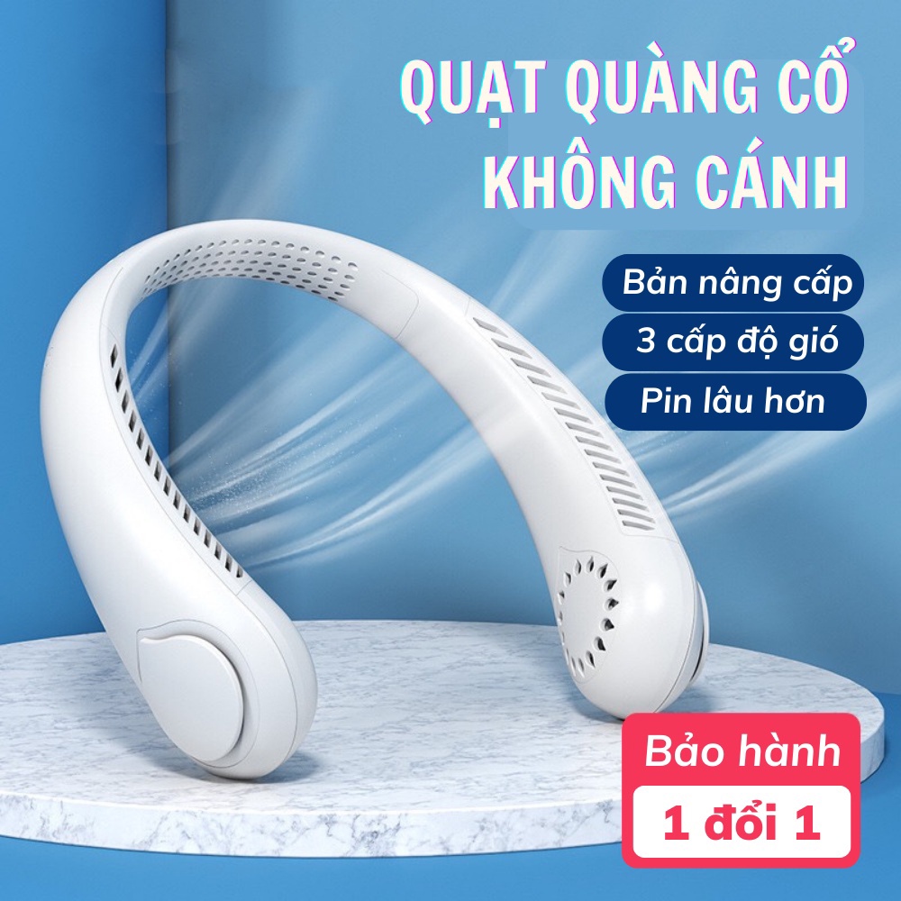 Quạt đeo cổ mini hình thú không cánh, Quạt mini sạc tích điện USB 3 cấp độ gió