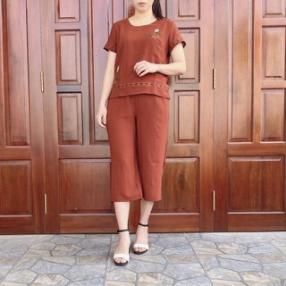 Đồ Bộ Nữ Hoa Văn Thêu Sang Trọng Đồ Bộ Trung Niên Cho Mẹ Cho Bà Đũi Cao Cấp Loại I