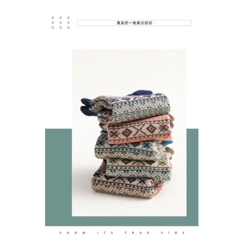 [TonaShoe] Tất Thổ Cẩm Vintage Cổ Ngắn Đủ Màu
