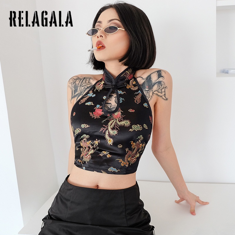 Áo yếm hở lưng thêu hình rồng kiểu Trung Hoa quyến rũ cho nữ