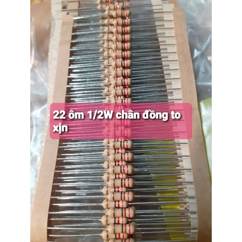 25 điện trở 22R 22ohm 1/2W chân đồng xịn