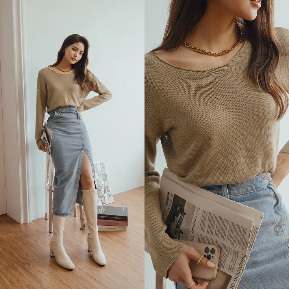 Áo dệt kim croptop dáng rộng nữ Air Space Lady 2211829004