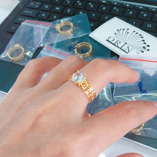 Nhẫn kim tiền đính đá, nhẫn mảnh nữ Orin N691