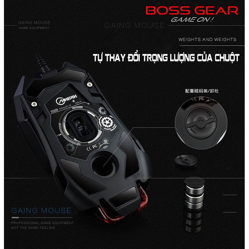 [Mã SKAMPUSHA7 giảm 8% đơn 250k]Chuột Gaming Aoyeah G902 ( Thay đổi cân nặng, Tùy chỉnh màu vỏ, có phần mềm riêng )