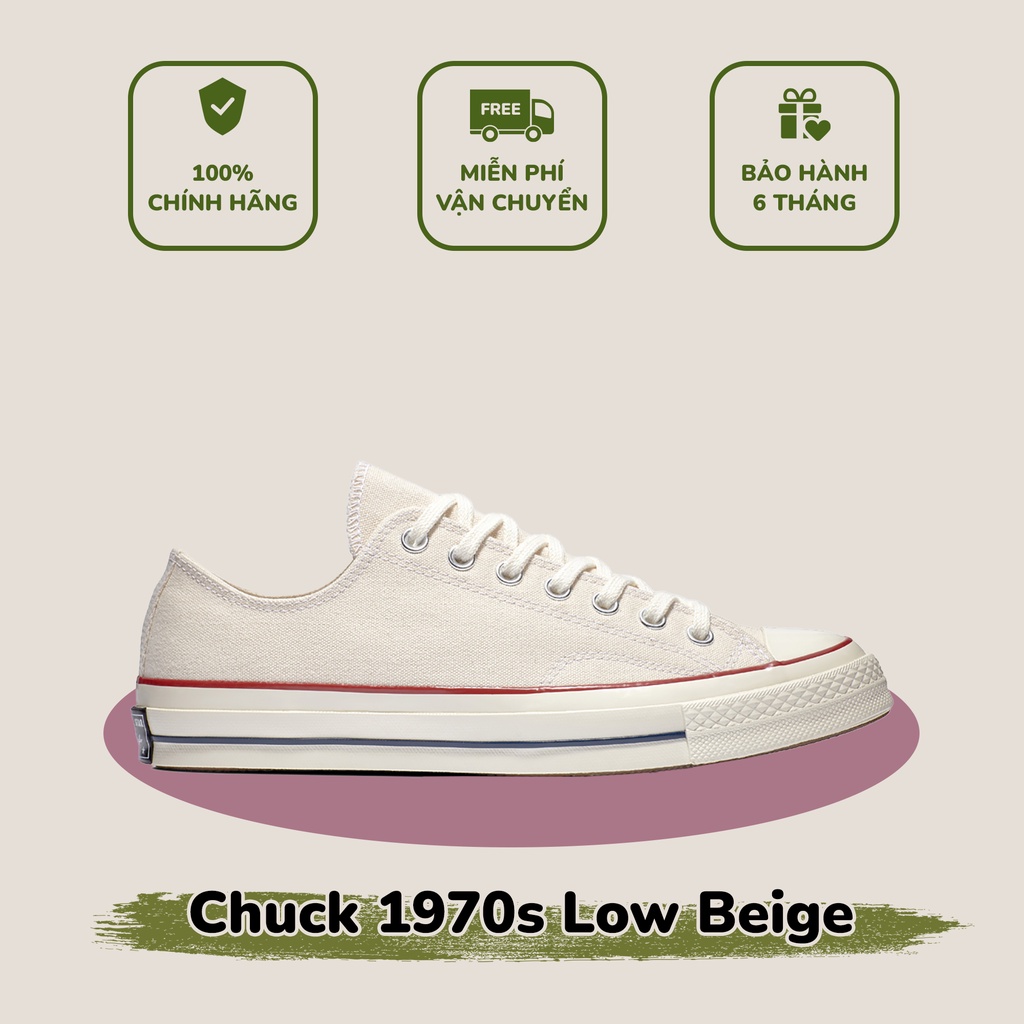 Giày Sneaker Converse 1970S Chuck Màu Kem Cổt Thấp Chính Hãng (70S_Kt)
