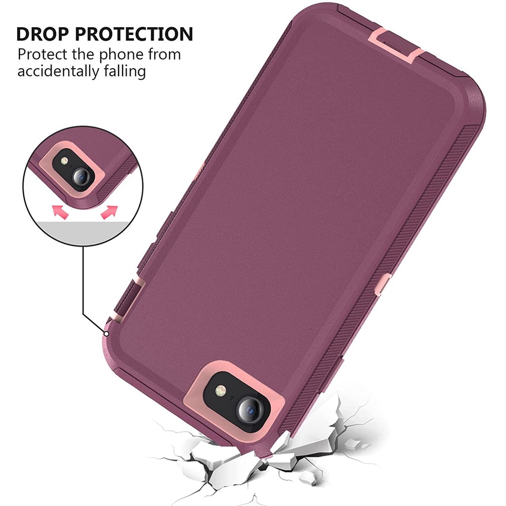 Ốp Điện Thoại Chống Bụi Và Chống Sốc 3 Trong 1 Cho iPhone SE 2022 iPhone SE 2020/ iPhone 8/iPhone 7/iPhone 8 Plus/ 7 Plus 6s Plus 6