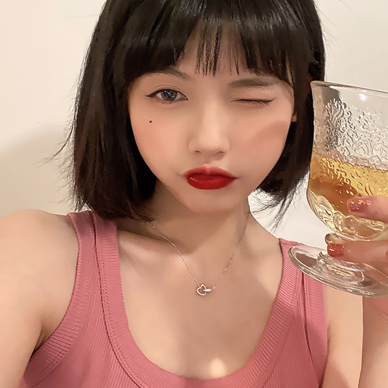 Dây chuyền mặt trái tim vi khảm đính đá sang trọng 19A1568