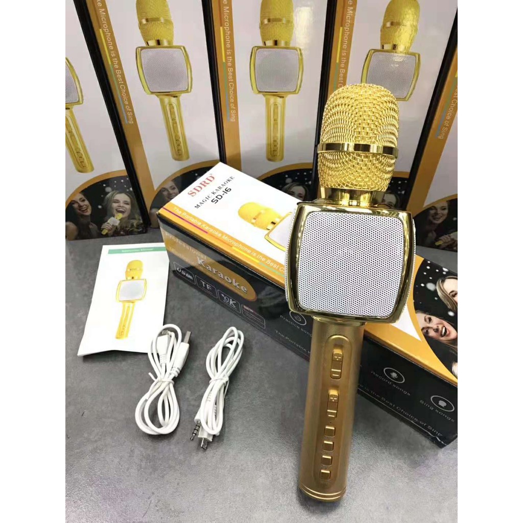 Mic Karaoke SD-16 hàng LOẠI 1 🚚 FREE SHIP 🚚 Micro hát karaoke blutooth, âm thanh chuẩn, loa to, nhiều màu